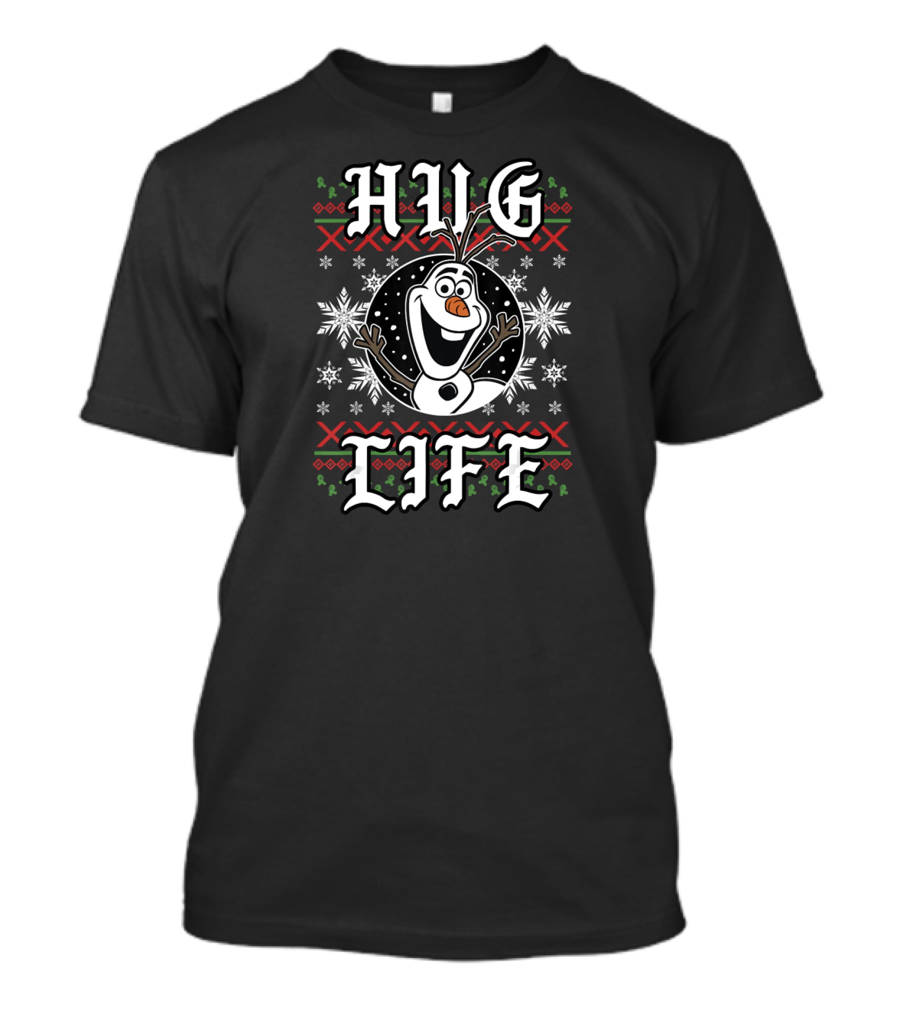 Disney Frozen Olaf Hug Life Ugly Christmas Style Snowflakes T-Shirt