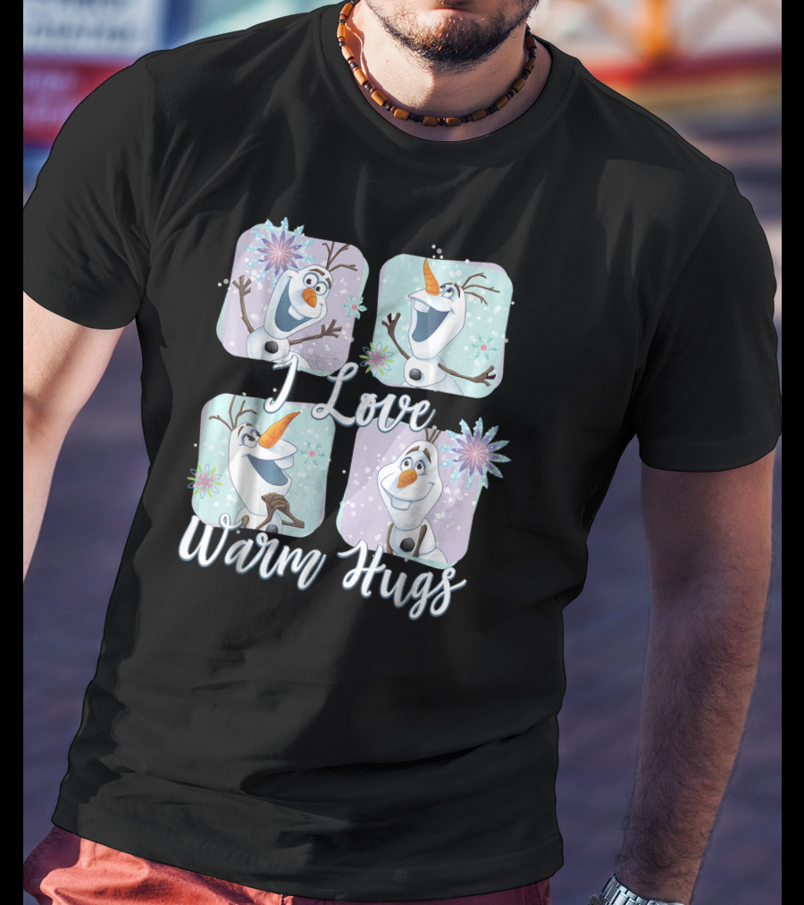Disney Frozen Olaf I Love Warm Hugs Colorful Snowflakes T-Shirt