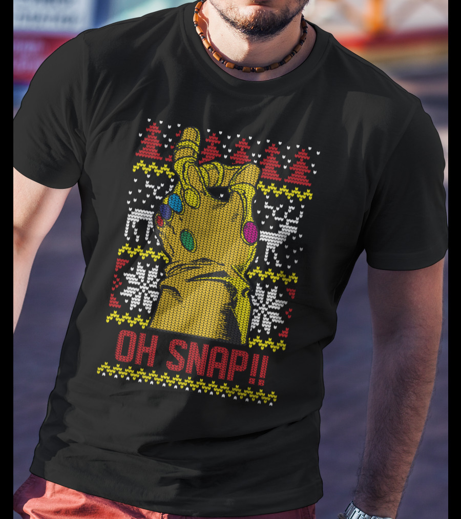 Marvel Thanos Infinity Gauntlet Oh Snap Ugly Christmas T-Shirt