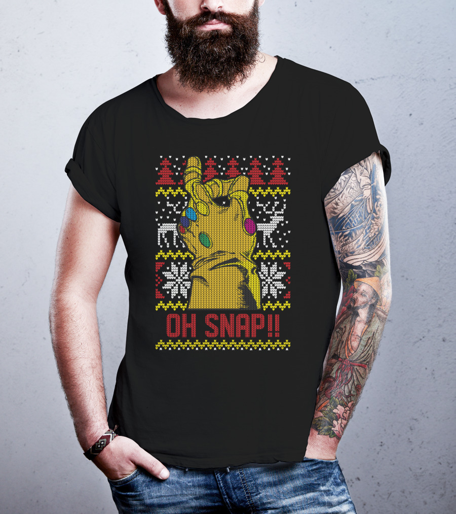 Marvel Thanos Infinity Gauntlet Oh Snap Ugly Christmas T-Shirt