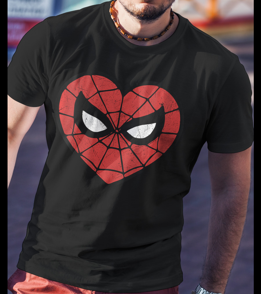 Spider Man Heart Mask Marvel T-Shirt