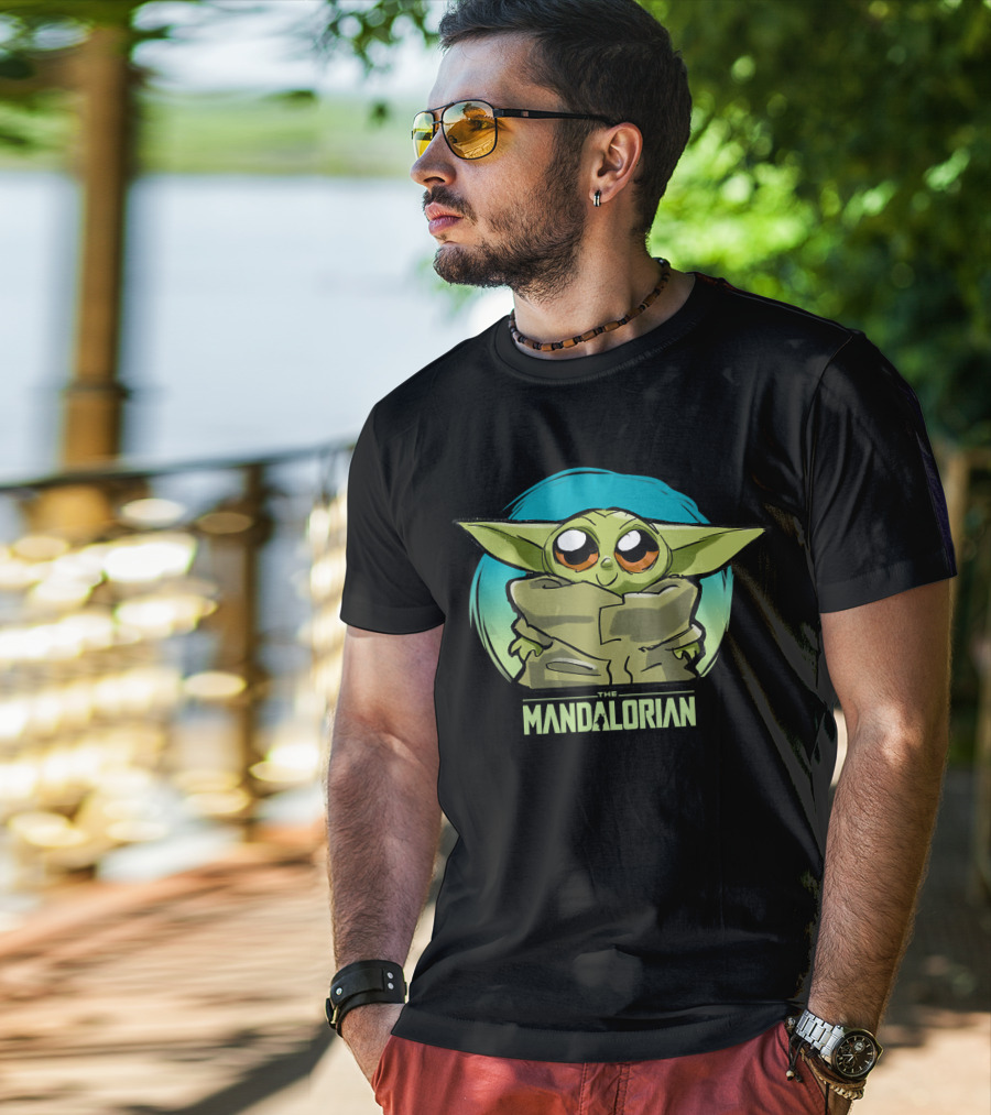 Star Wars The Mandalorian The Child Cute Blue Hue Baby Yoda Grogu T-Shirt
