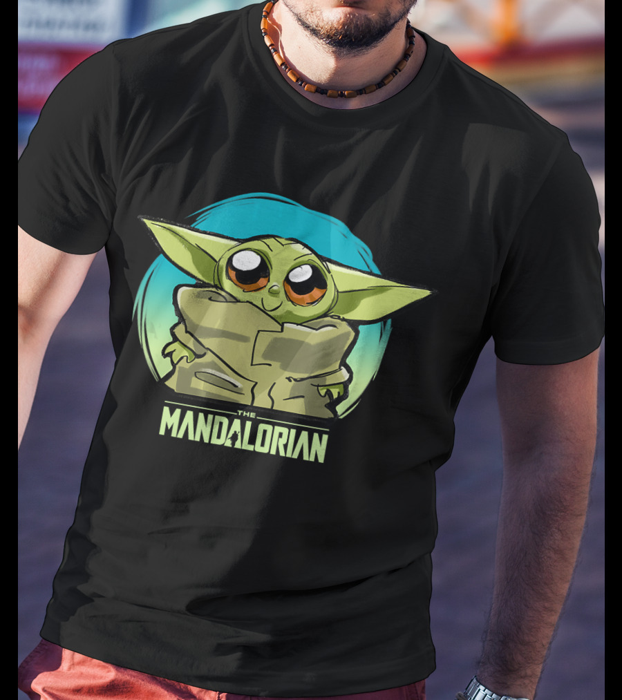 Star Wars The Mandalorian The Child Cute Blue Hue Baby Yoda Grogu T-Shirt