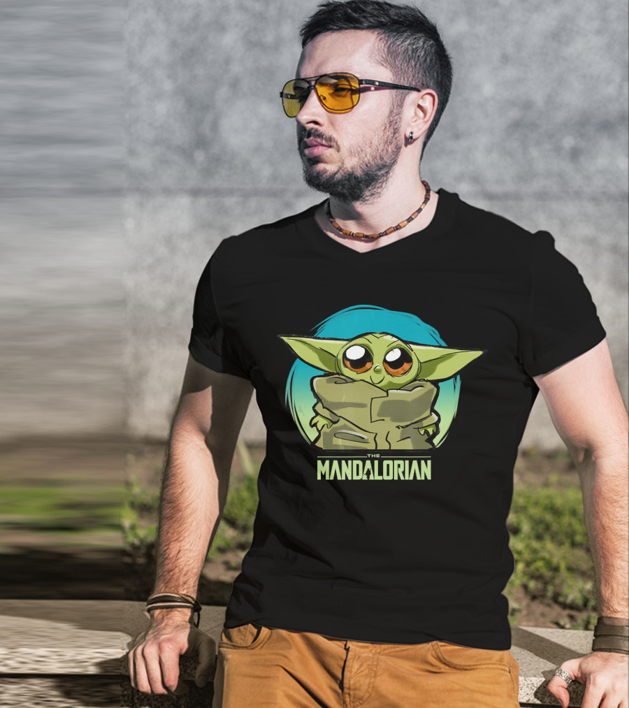 Star Wars The Mandalorian The Child Cute Blue Hue Baby Yoda Grogu T-Shirt