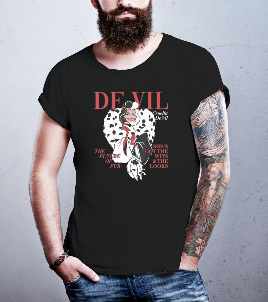 Cruella De Vil Magazine Cover The Future Of Fur She's Got The Wits And Looks Disney Villains T-Shirt