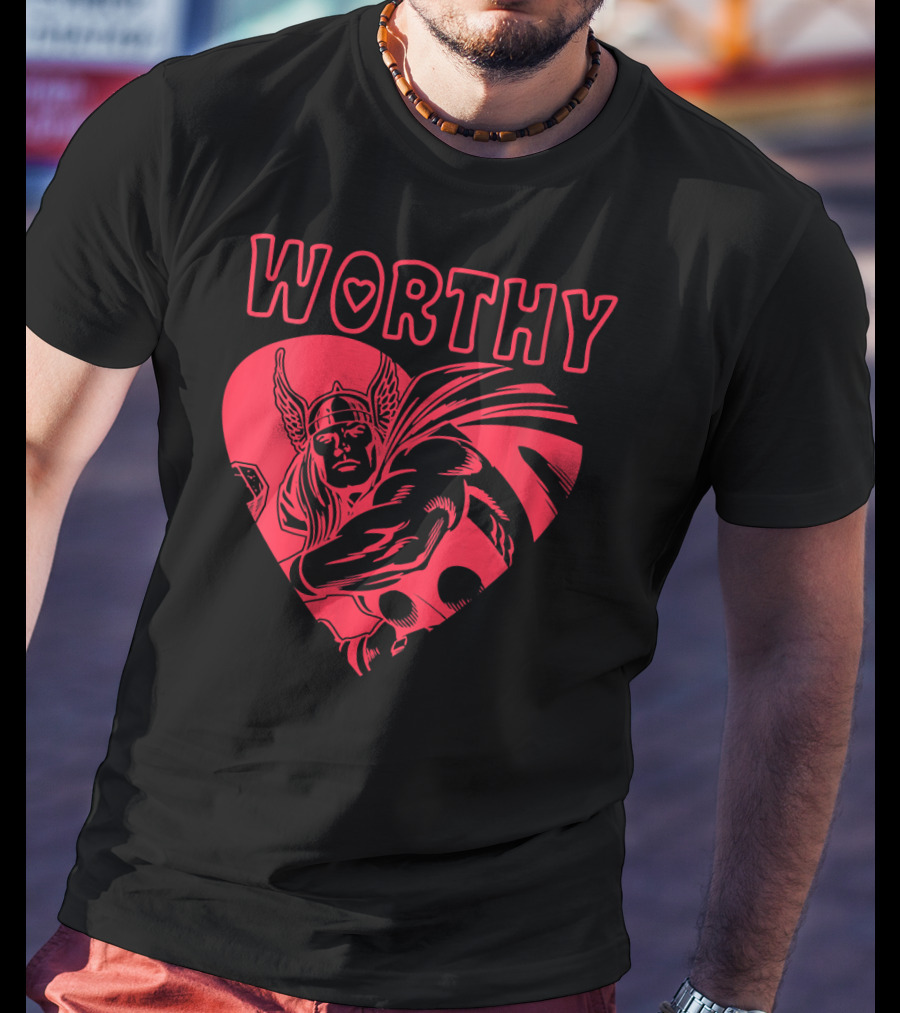 Marvel Valentine's Day Thor Avengers Worthy Heart T-Shirt