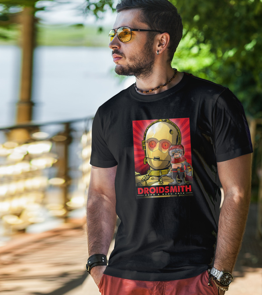Droidsmith C-3PO And Babu Frik Star Wars The Rise Of Skywalker Red T-Shirt