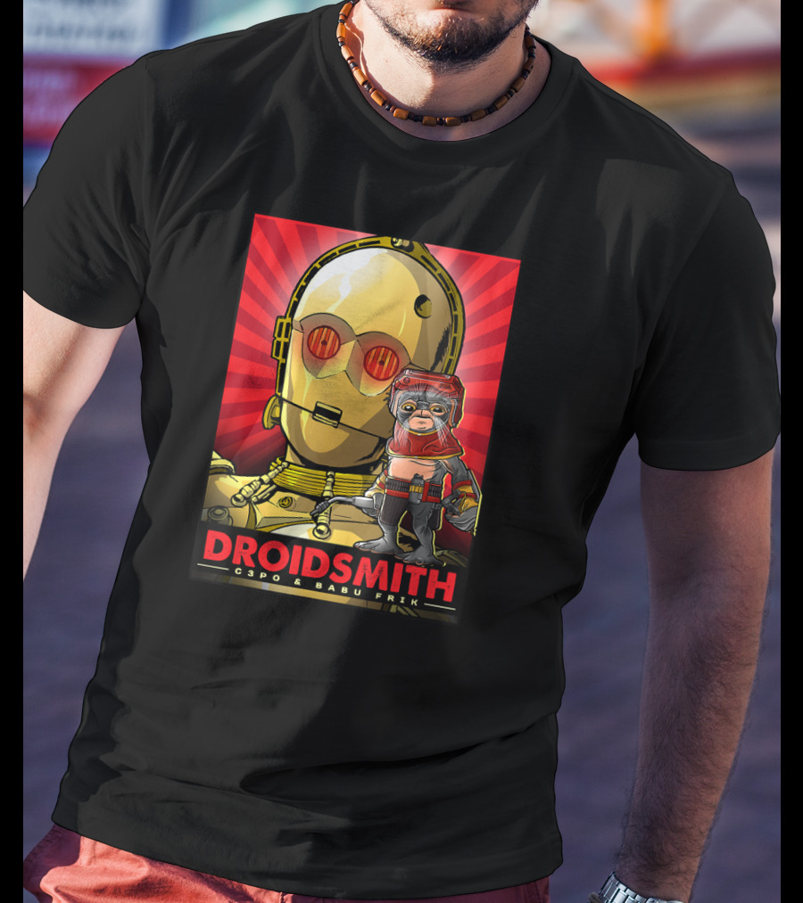 Droidsmith C-3PO And Babu Frik Star Wars The Rise Of Skywalker Red T-Shirt