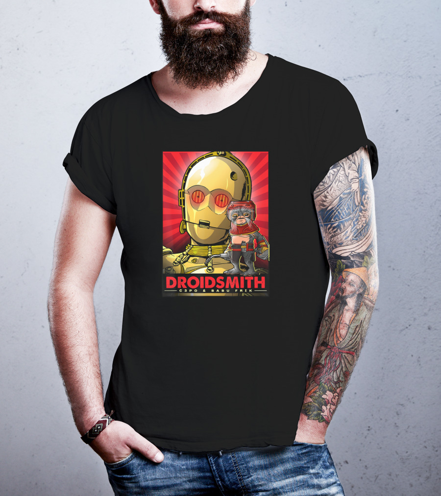 Droidsmith C-3PO And Babu Frik Star Wars The Rise Of Skywalker Red T-Shirt