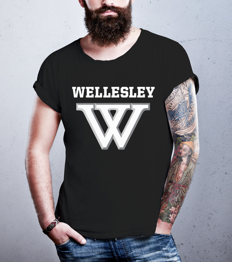 Wellesley College NCAA Bold Lettering And Iconic W T-Shirt