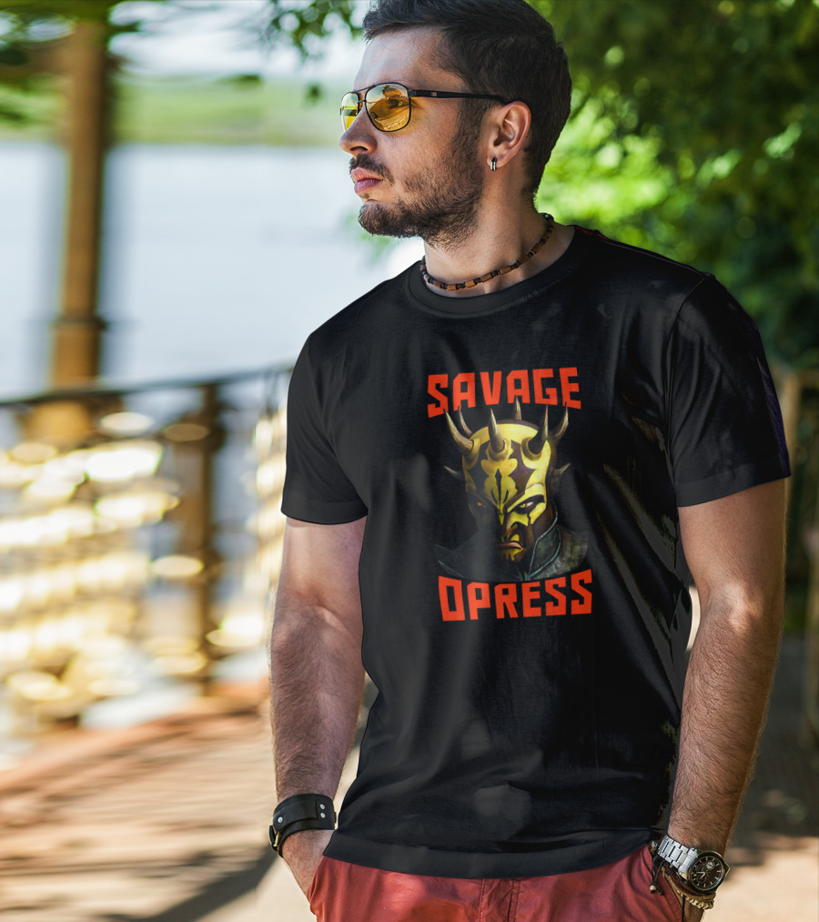 Star Wars The Clone Wars Savage Opress Big Face Text T-Shirt