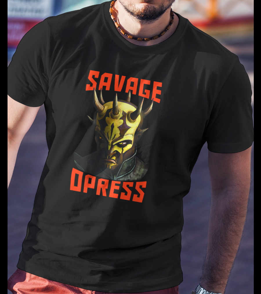 Star Wars The Clone Wars Savage Opress Big Face Text T-Shirt