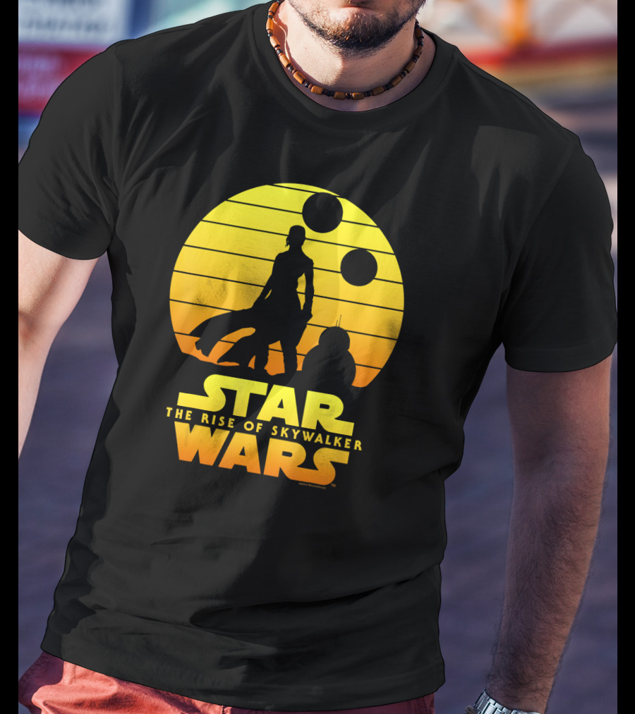 Star Wars The Rise Of Skywalker Rey BB Silhouette Sunset Scene T-Shirt