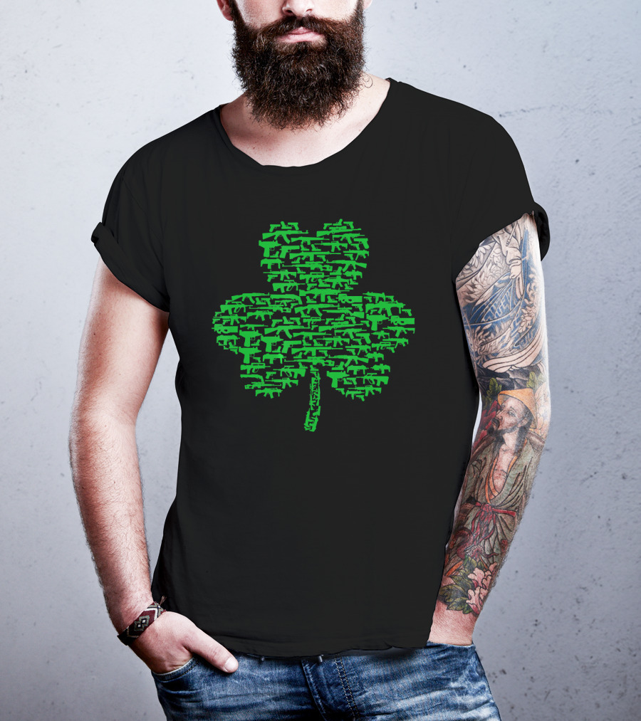 St Patrick's Day Clover Made Of Guns T-Shirt