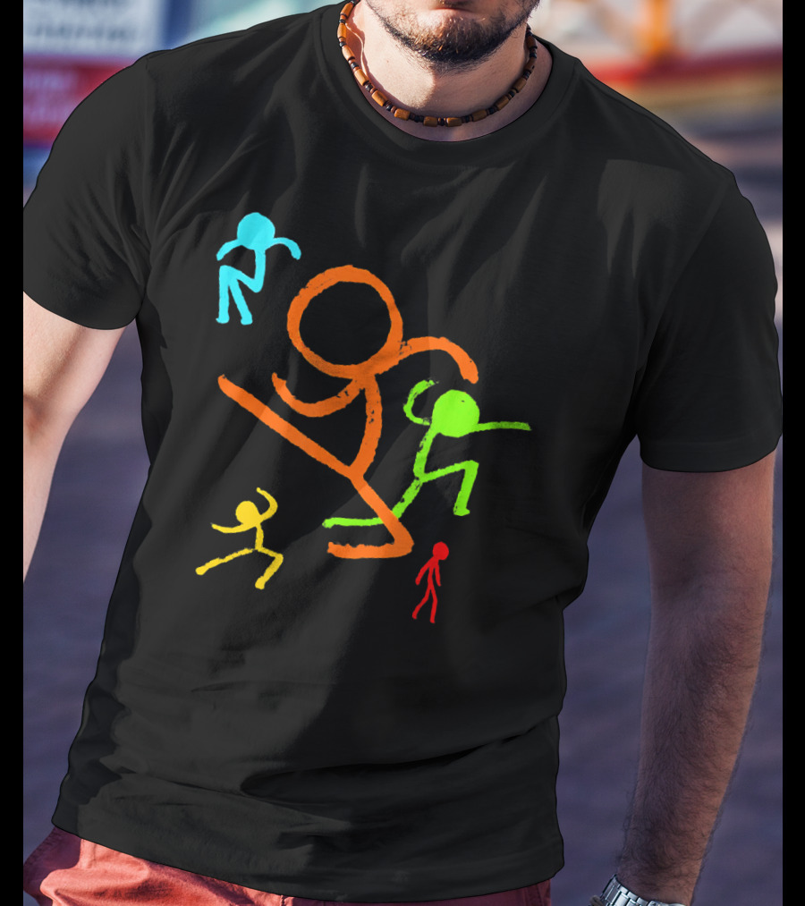 Five Colorful Stick Figures Youth Fashion T-Shirt