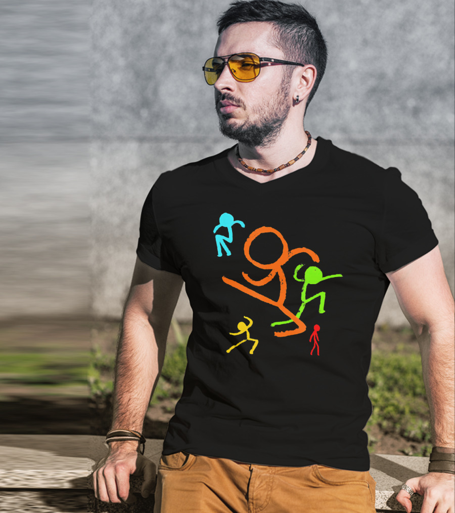 Five Colorful Stick Figures Youth Fashion T-Shirt