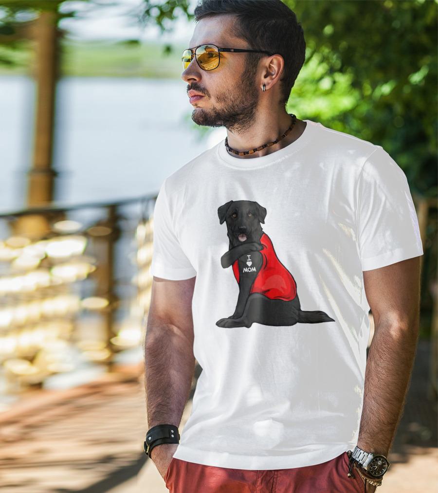 I Love Mom Funny Labrador Retriever Dog Tattoo Red T-Shirt