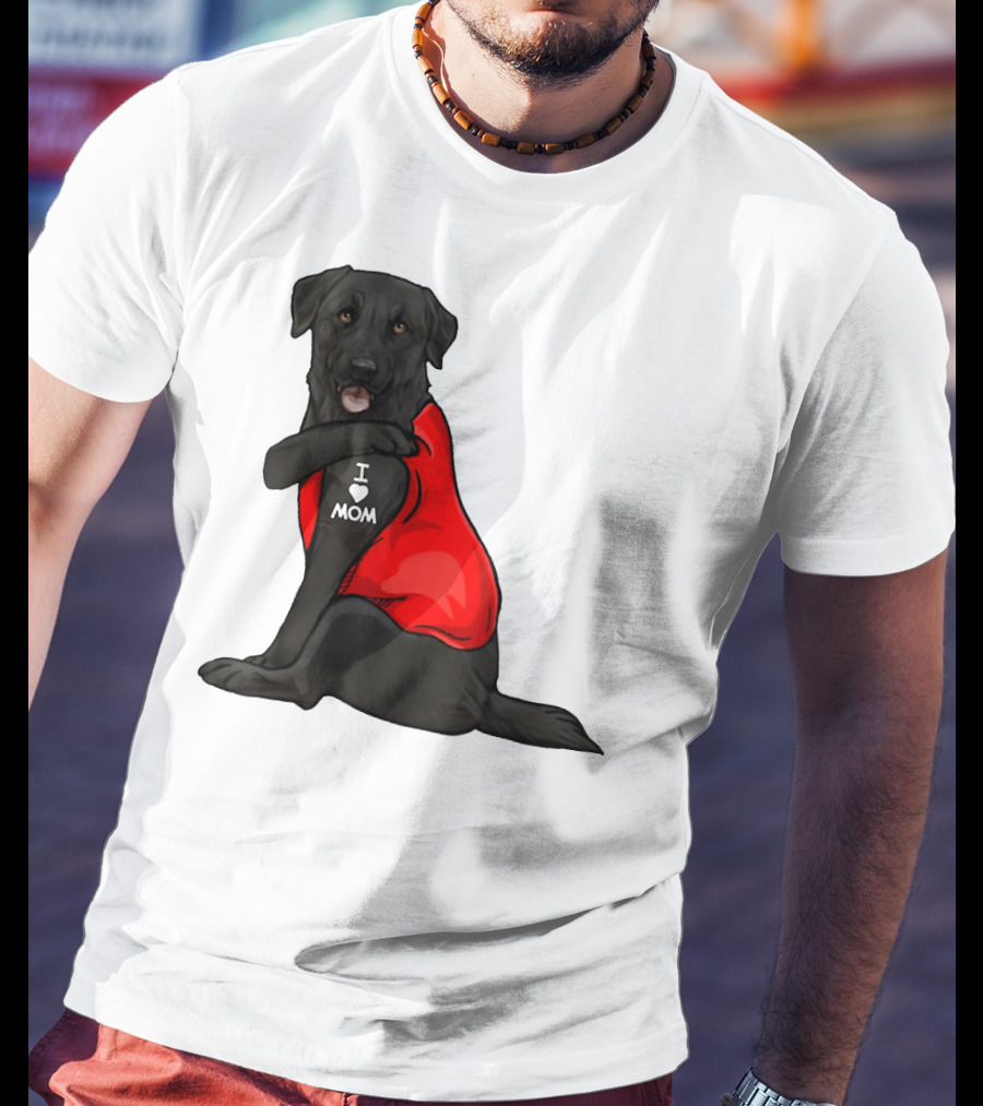 I Love Mom Funny Labrador Retriever Dog Tattoo Red T-Shirt