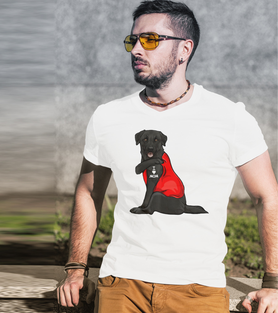 I Love Mom Funny Labrador Retriever Dog Tattoo Red T-Shirt