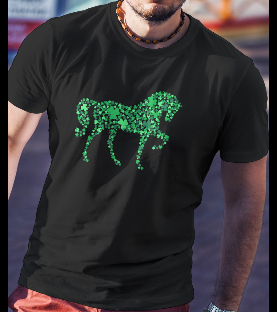 Horse Shamrocks Three Clover St Patrick Day T-Shirt