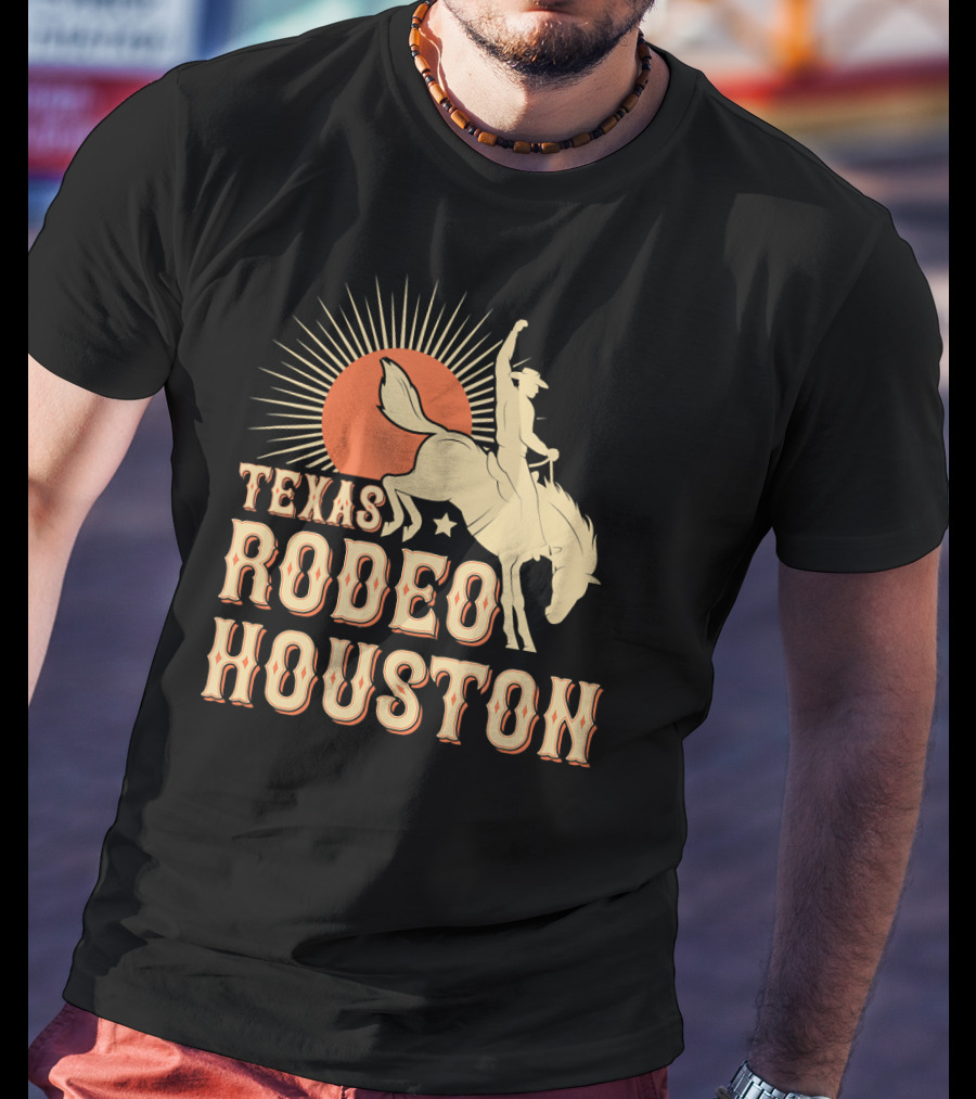Texas Rodeo Houston Western Cowboy Sunburst Rider T-Shirt