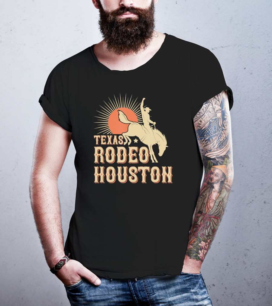 Texas Rodeo Houston Western Cowboy Sunburst Rider T-Shirt