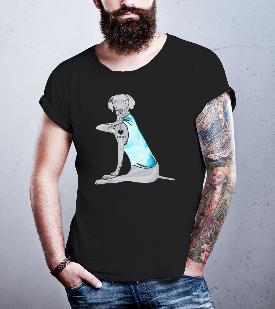 I Love Mom Weimaraner Dog Tattoo Humor T-Shirt