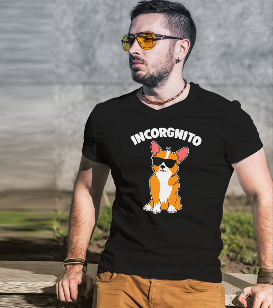 Incorgnito Funny Corgi Sunglasses Pup T-Shirt