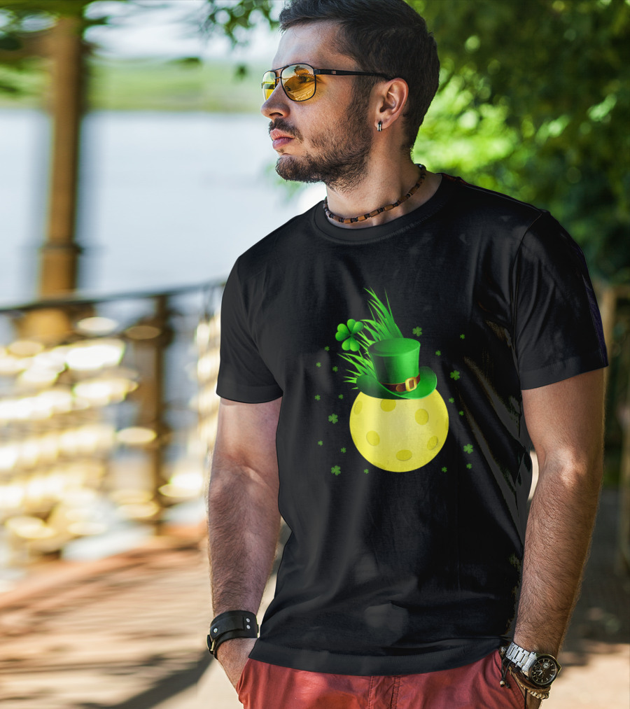 Leprechaun Pickleball Shamrock Hat Ball T-Shirt