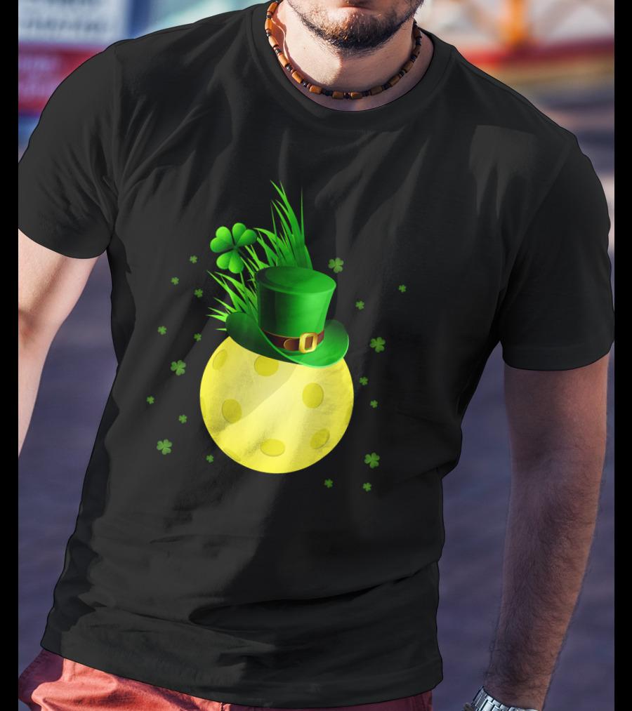 Leprechaun Pickleball Shamrock Hat Ball T-Shirt