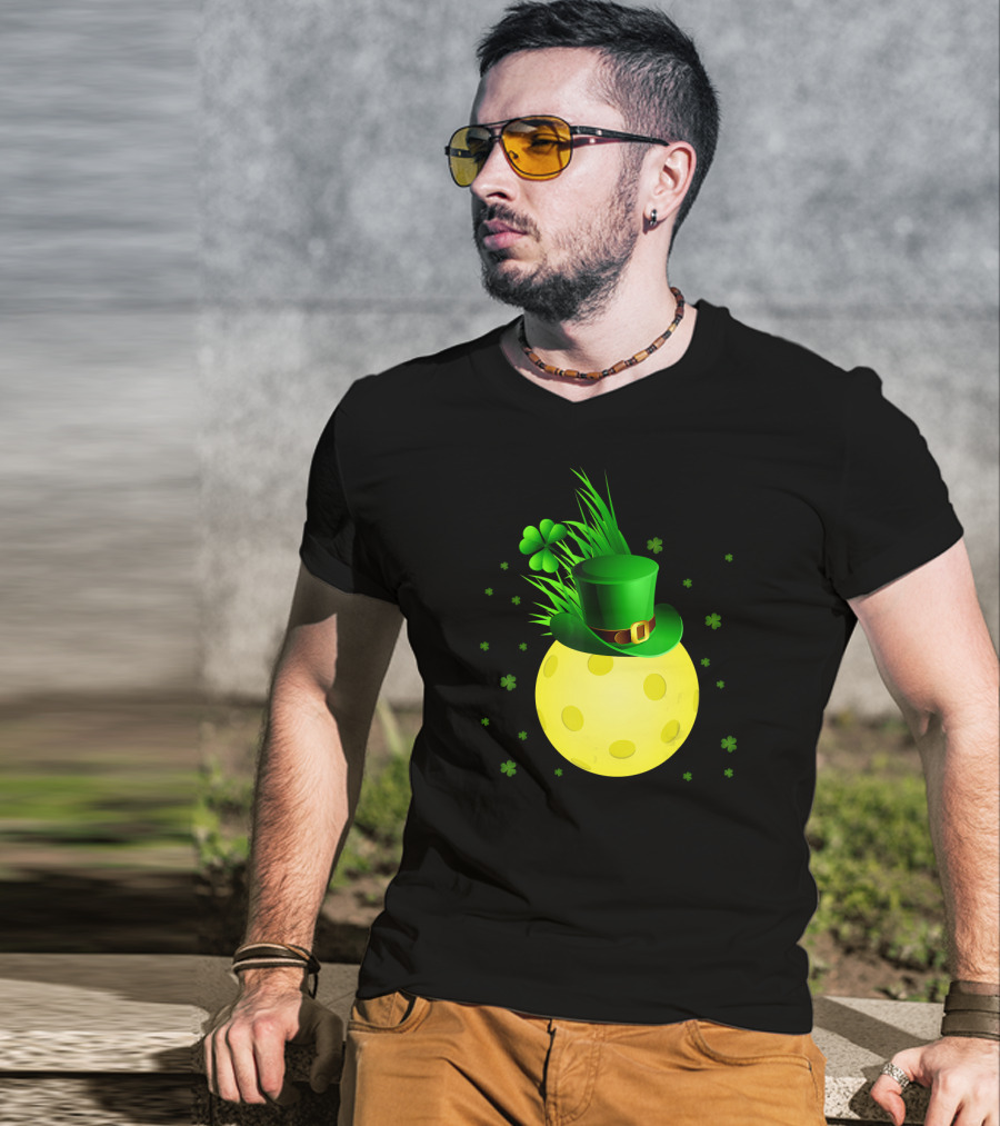 Leprechaun Pickleball Shamrock Hat Ball T-Shirt