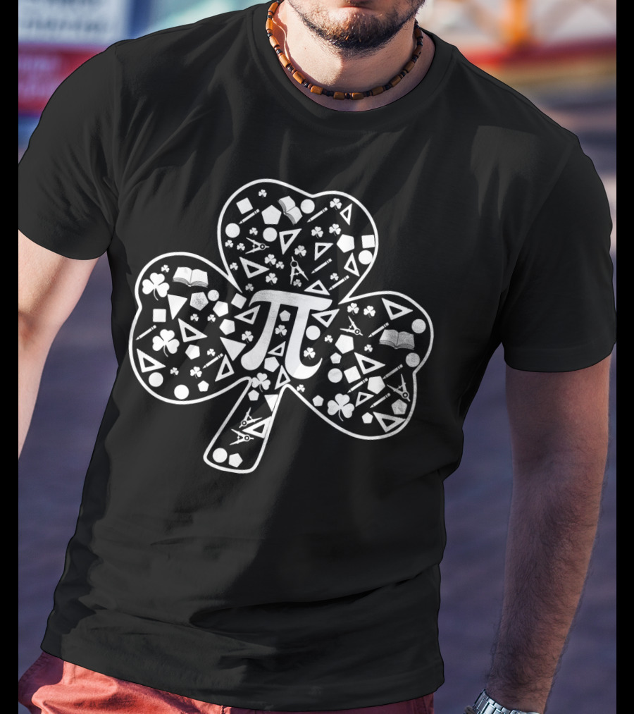 PI Day Math Teacher St Patrick's Day Clover Geometry Icons T-Shirt