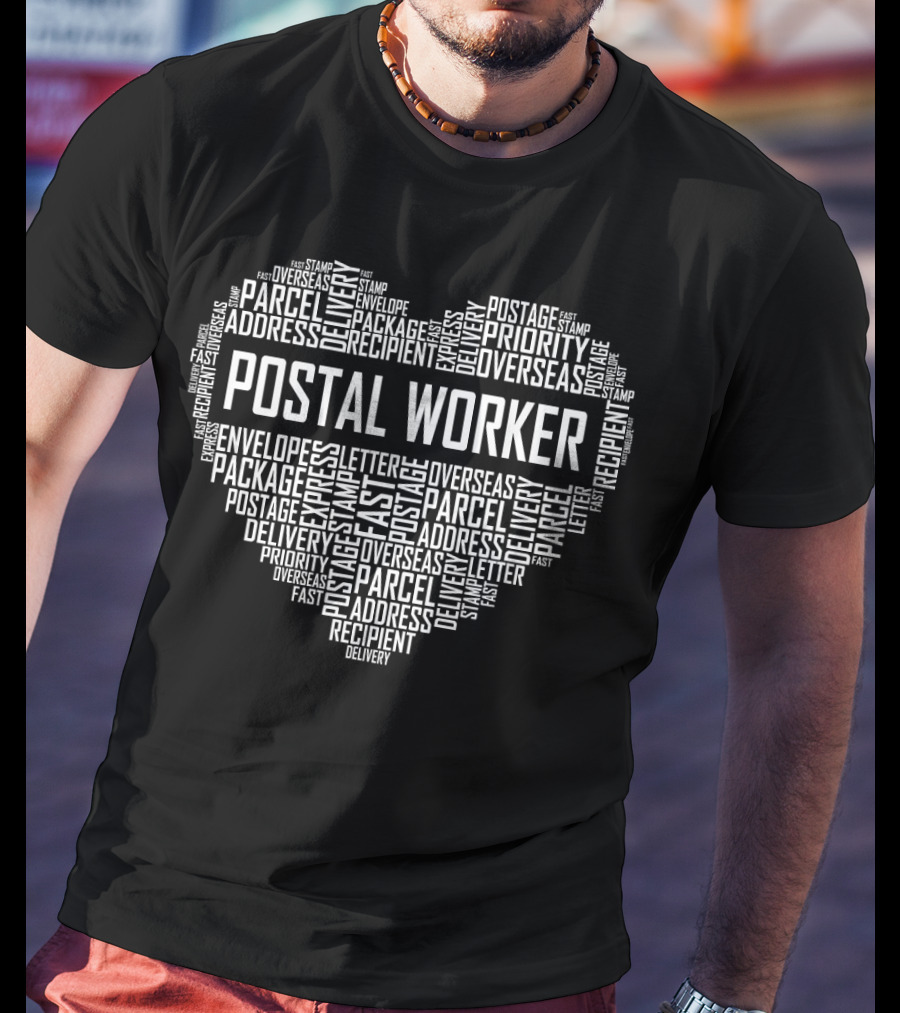 Postal Worker Heart Parcel Delivery Priority Mail Postage Stamp Express T-Shirt