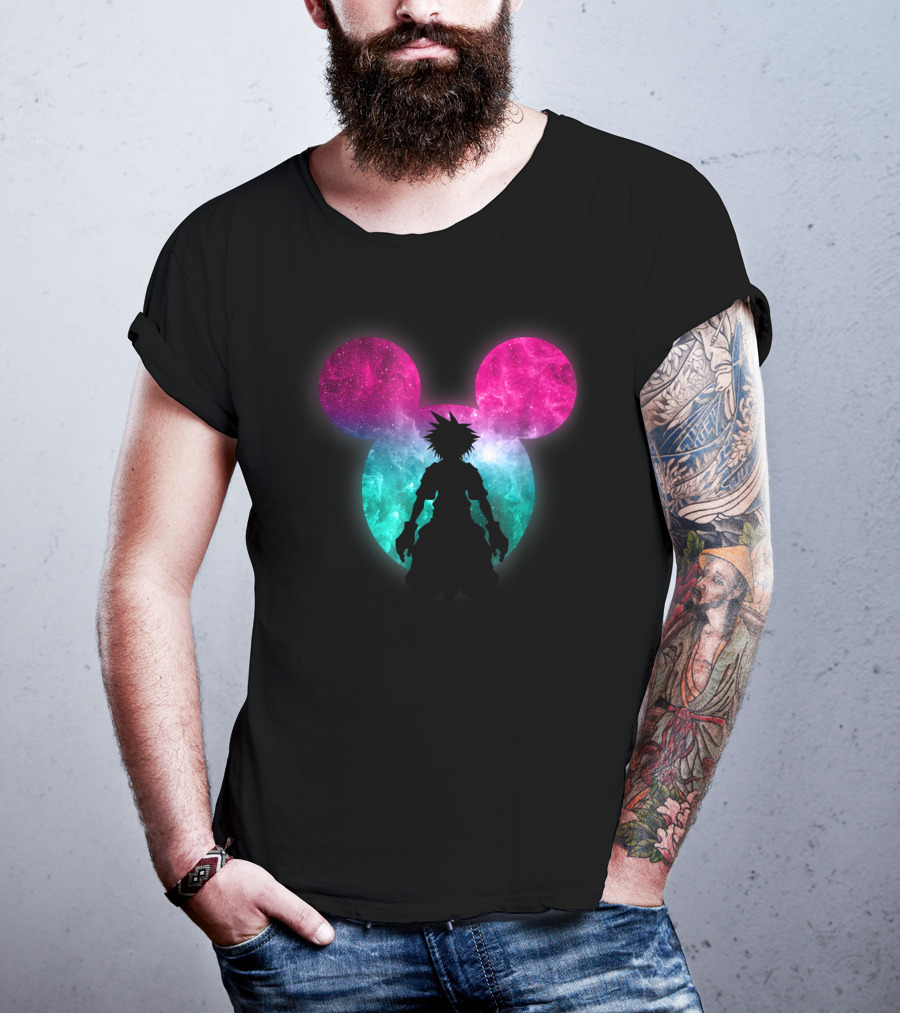 Disney Kingdom Hearts Galactic Mickey Mouse Silhouette Sora T-Shirt
