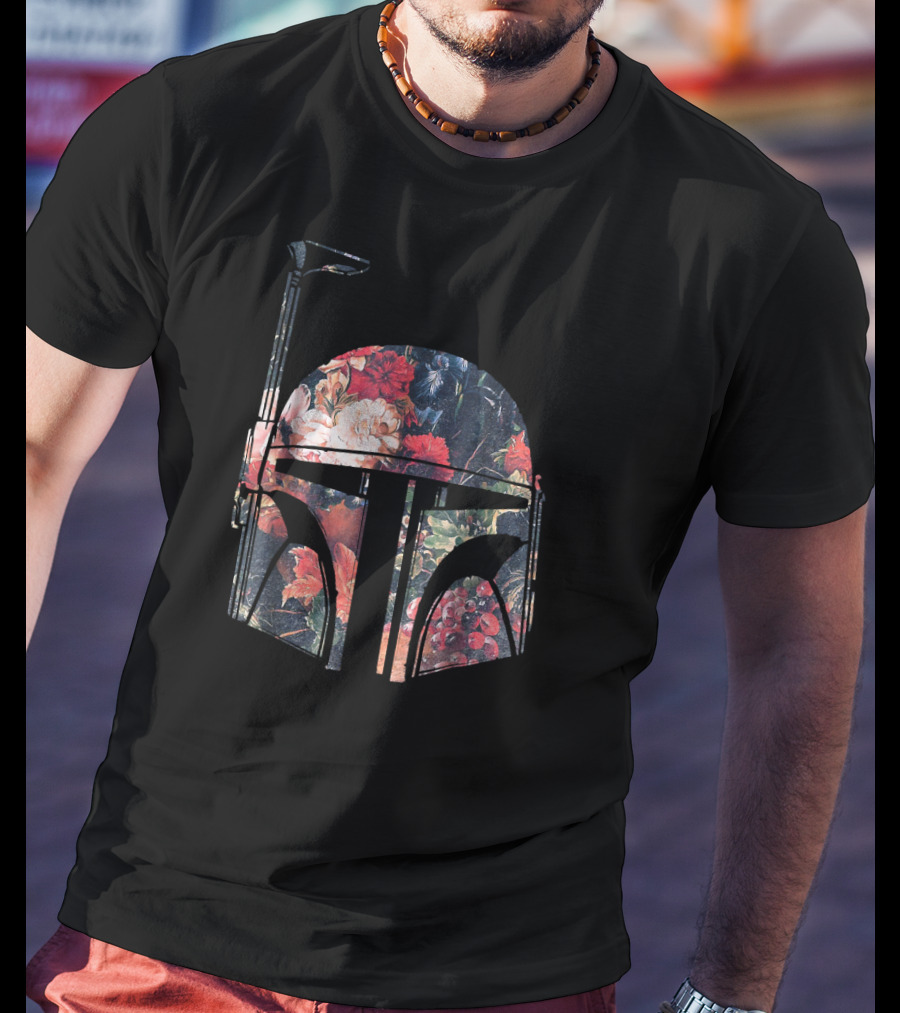 Star Wars Boba Fett Helmet With Floral Print T-Shirt