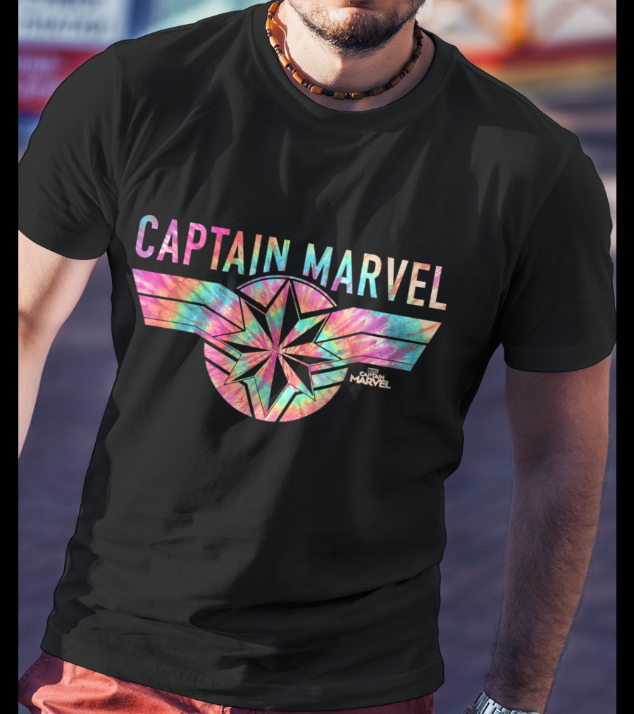 Captain Marvel Logo Tie Dye Colors Star Emblem T-Shirt