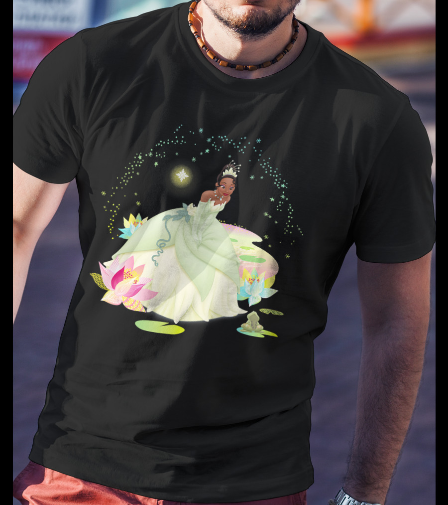 Disney The Princess And The Frog Tiana Bayou Magic Night Scene With Lily Pads And Frog T-Shirt