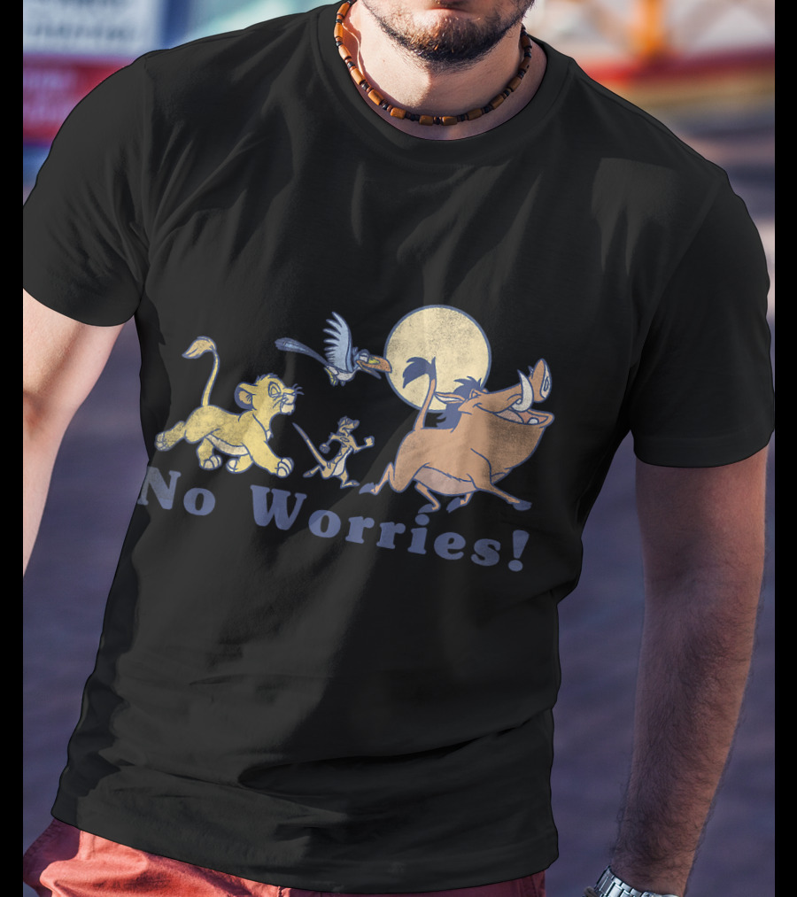 Disney Lion King No Worries Vintage Simba Timon Pumbaa Zazu Moon T-Shirt