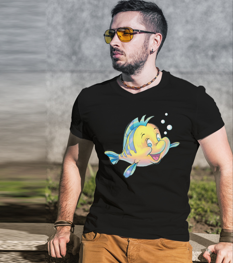 Disney The Little Mermaid Flounder And Bubbles T-Shirt
