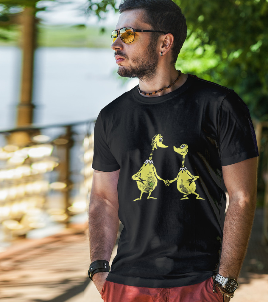 Dr. Seuss Little Sneetches Shaking Hands Iconic Yellow Characters T-Shirt
