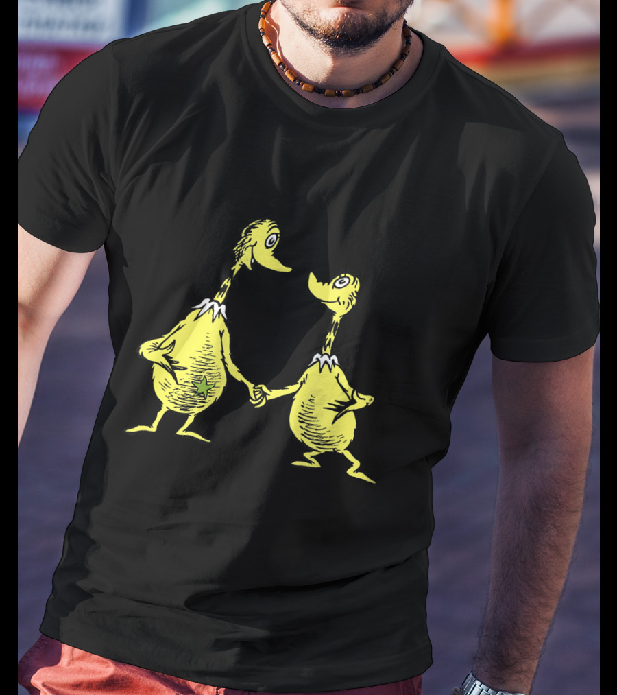 Dr. Seuss Little Sneetches Shaking Hands Iconic Yellow Characters T-Shirt