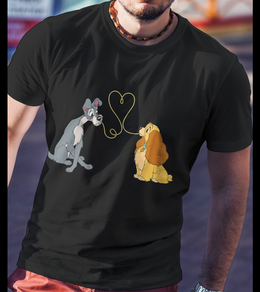 Disney Lady And The Tramp Bella Notte Spaghetti Heart Scene T-Shirt