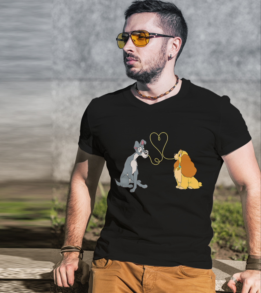 Disney Lady And The Tramp Bella Notte Spaghetti Heart Scene T-Shirt