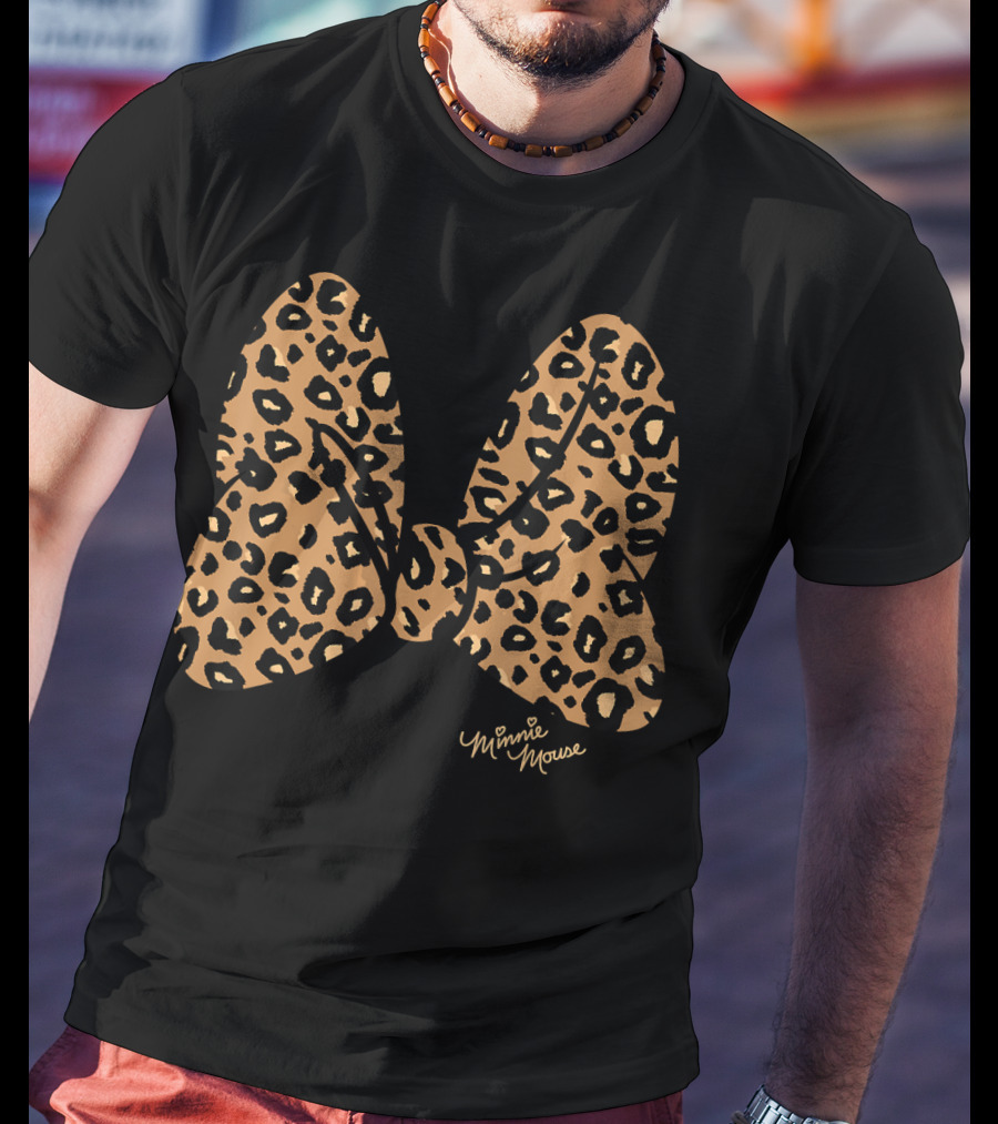 Disney Minnie Mouse Leopard Print Bow Minnie Mouse T-Shirt