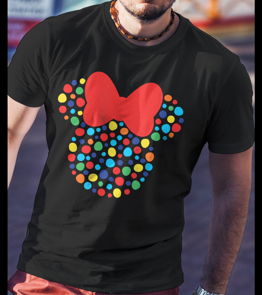 Disney Minnie Mouse Polka Dot Rainbow Bow T-Shirt