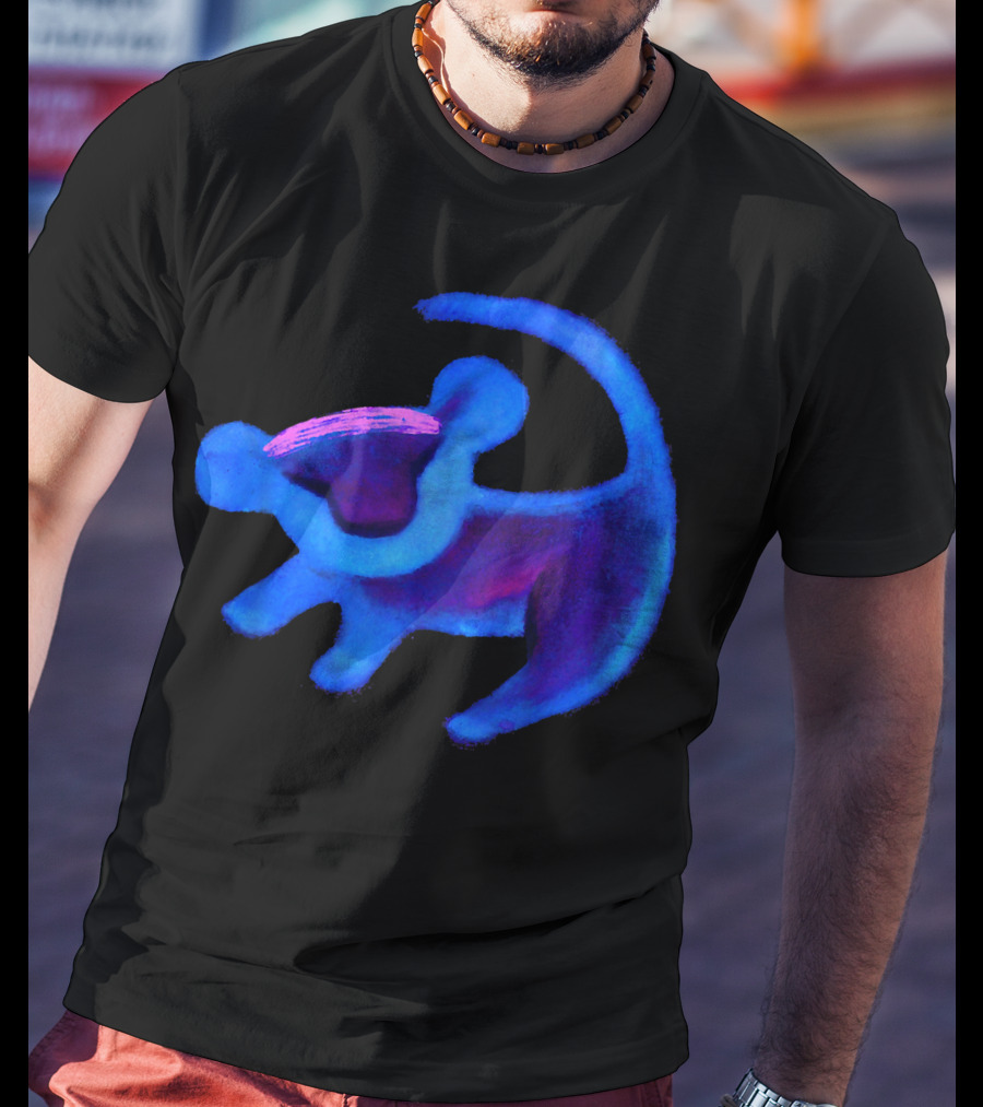 Disney Lion King Simba Neon Blue Cave Painting Hue T-Shirt
