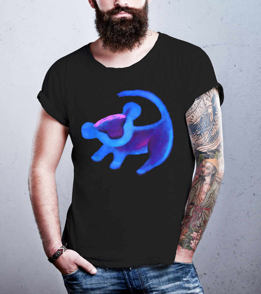 Disney Lion King Simba Neon Blue Cave Painting Hue T-Shirt
