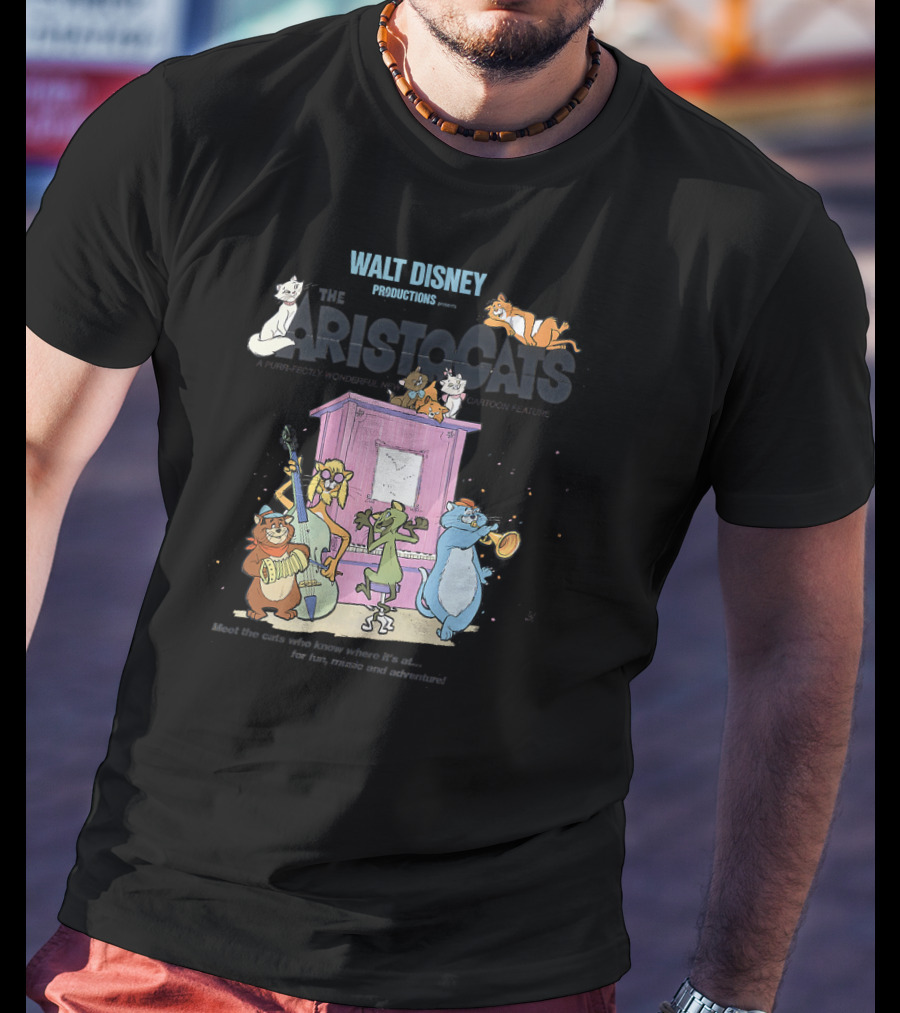WALT DISNEY PRODUCTIONS Presents The Aristocats Cats Playing Music Together With Friends T-Shirt