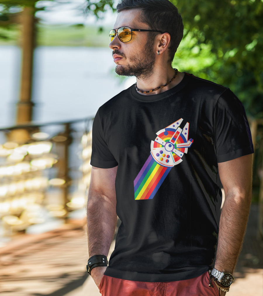Star Wars Millennium Falcon Rainbow Pride T-Shirt