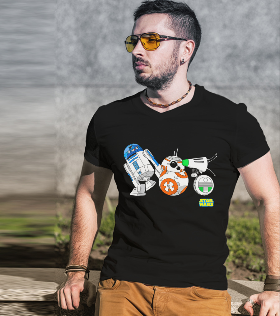 Star Wars The Rise Of Skywalker Droid Cartoon Lineup R2-D2 BB-8 D-O T-Shirt